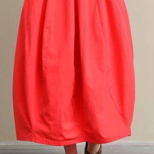 Red Linen Skirt with Pockets